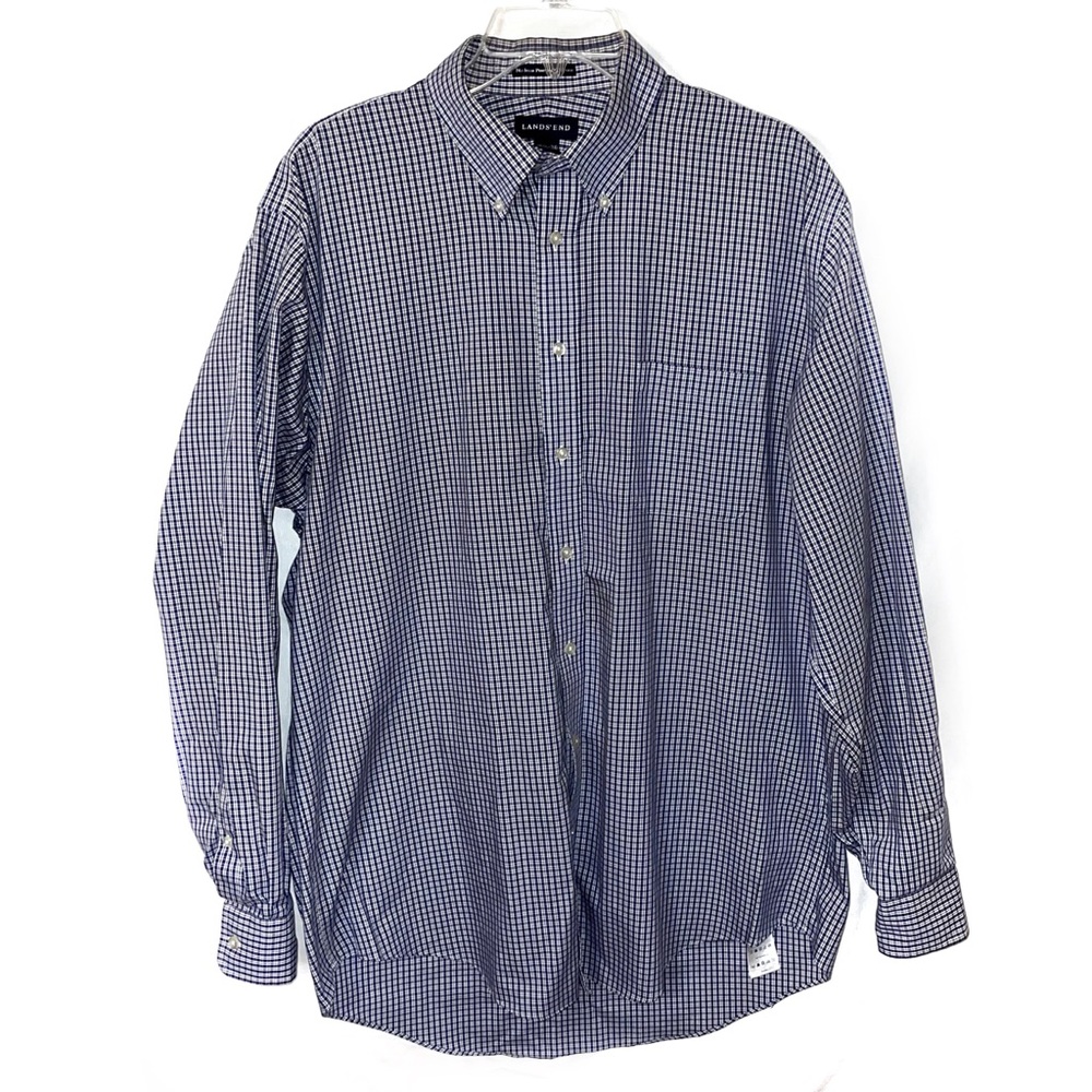 Land’s End No Iron Pinpoint Oxford Button Up Blue
